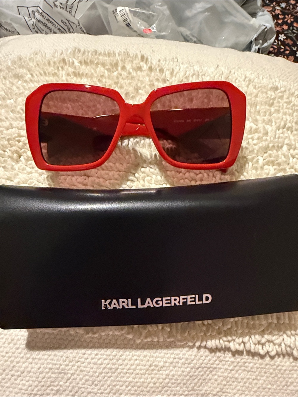 Karl Lagerfeld Red Oversized Square Sunglasses